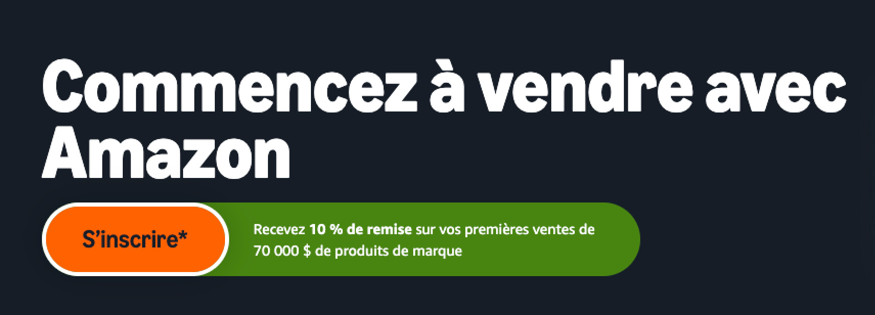 Page d'inscription des vendeurs Amazon.ca